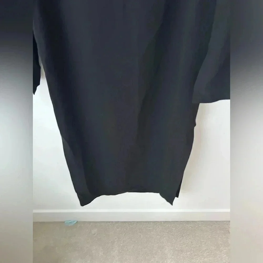 Aritzia Babaton Black Midi Dress Minimalist Open Back Slit Long Sleeve Size 6 - Picture 7 of 14